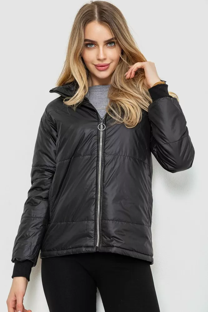 Купити Куртка жіноча демісезонна, колір чорний, 244R1505 - Фото №1