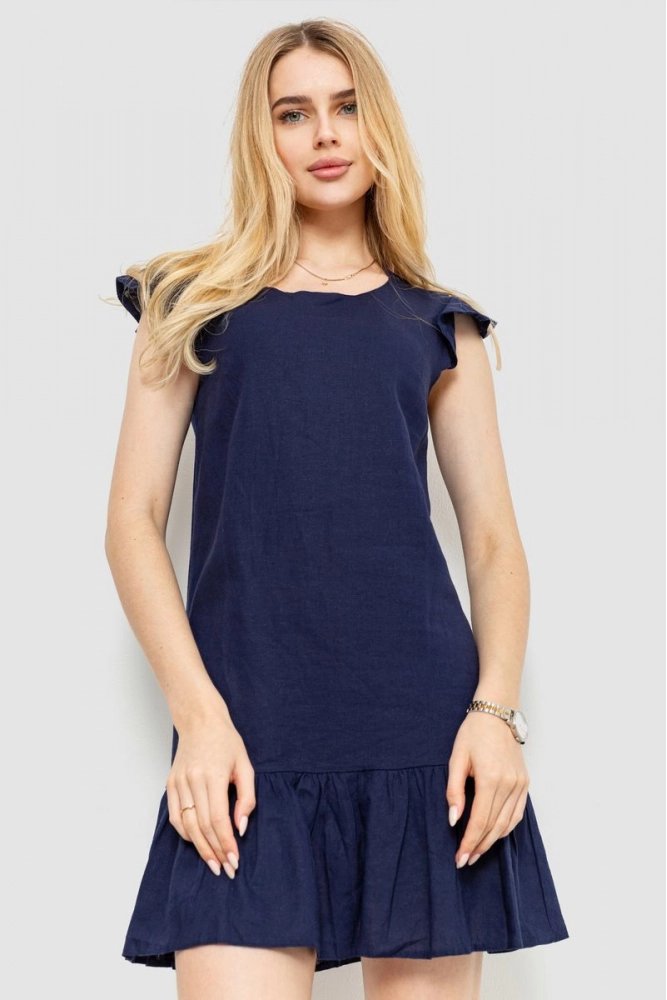Купити Сукня однотонна, колір темно-синій, 176R028 - Фото №1