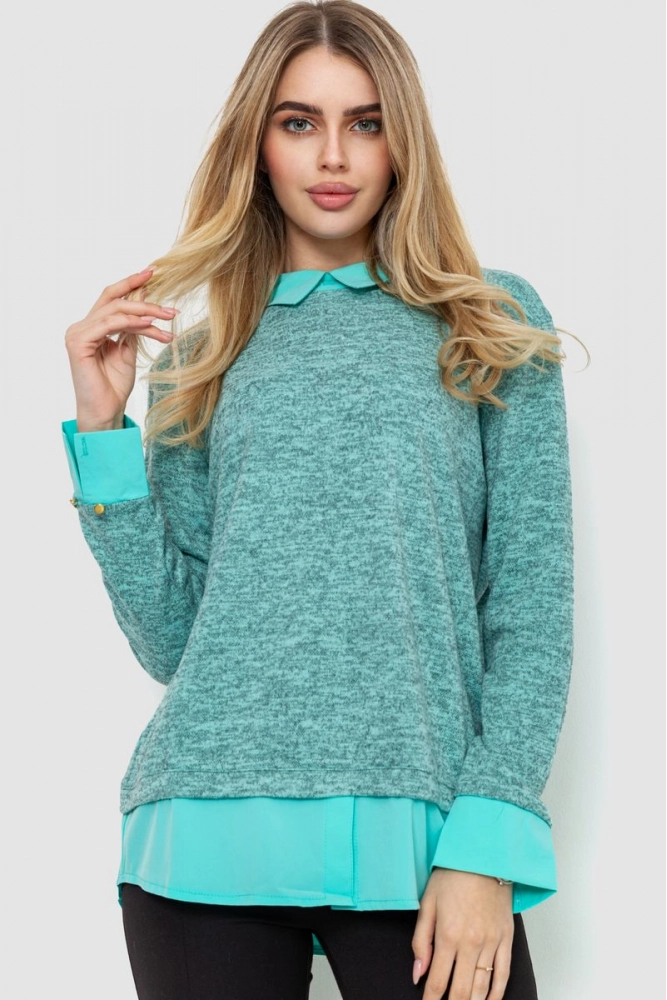 Купити Блуза жіноча обманка, колір м'ятний, 230R542 оптом - Фото №1