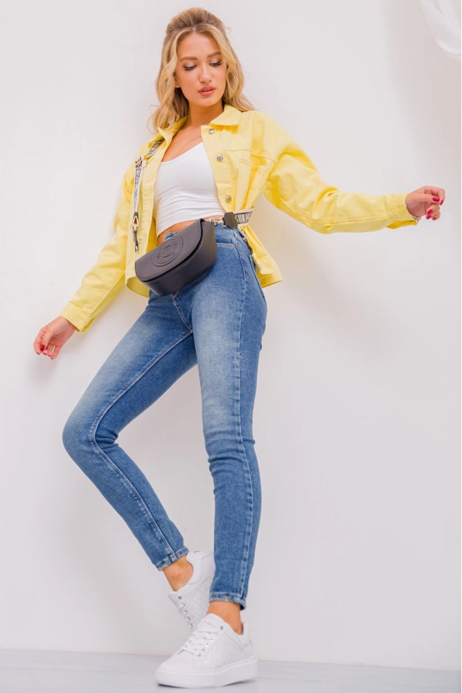 Купить Джинсовая куртка женская, цвет желтый, 157R304 оптом - Фото №1