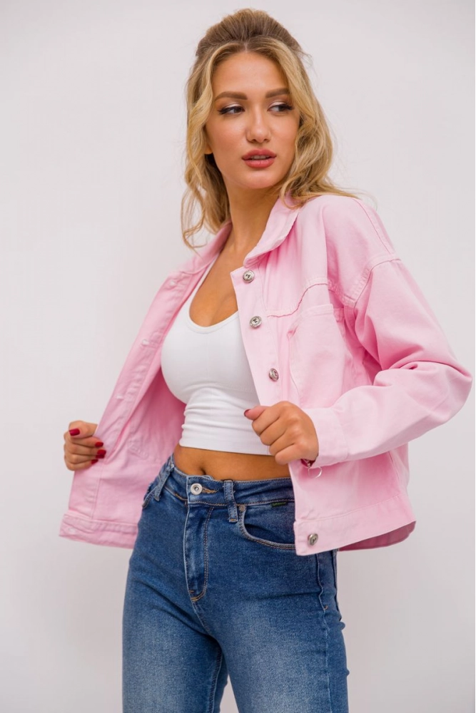Купить Джинсовая куртка женская, цвет розовый, 157R304 - Фото №1