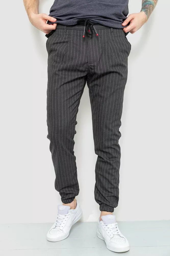 Купити Чоловічі штани в смужку, колір сірий, 157R2010 оптом - Фото №1