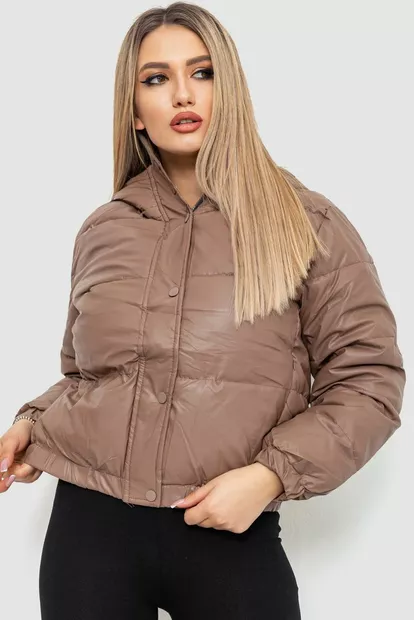 Куртка жіноча демісезонна екошкіра, колір мокко, 214R729