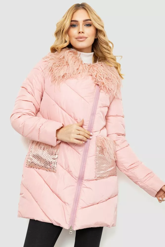 Купити Куртка жіноча однотонна, колір рожевий, 235R5068 - Фото №1