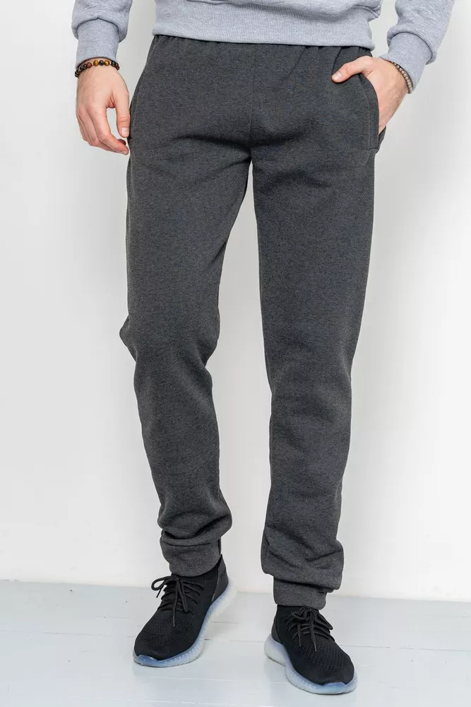 Купить Спорт штаны мужские на флисе, цвет грифельный, 223R016 - Фото №1