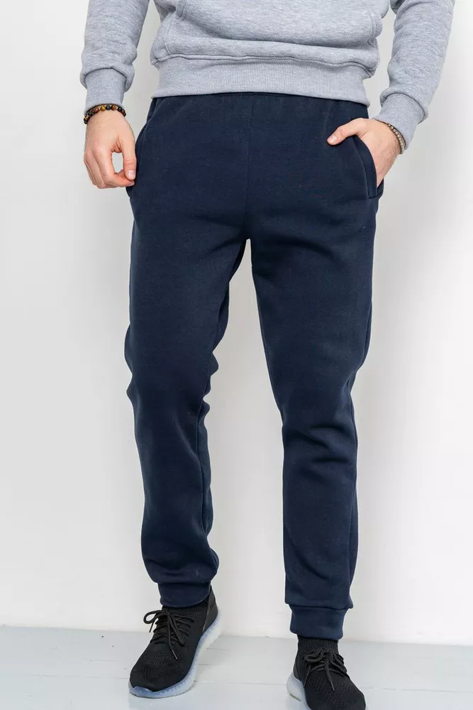 Купить Спорт штаны мужские на флисе, цвет темно-синий, 223R016 - Фото №1