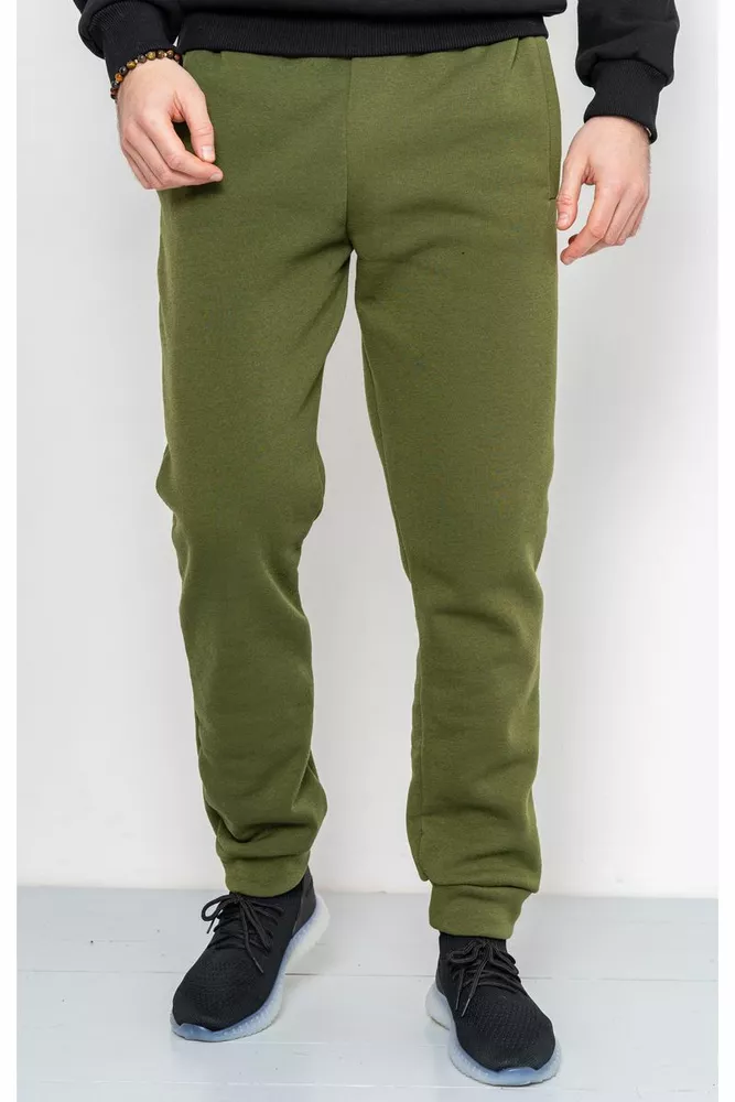 Купить Спорт штаны мужские на флисе, цвет хаки, 223R016 - Фото №1