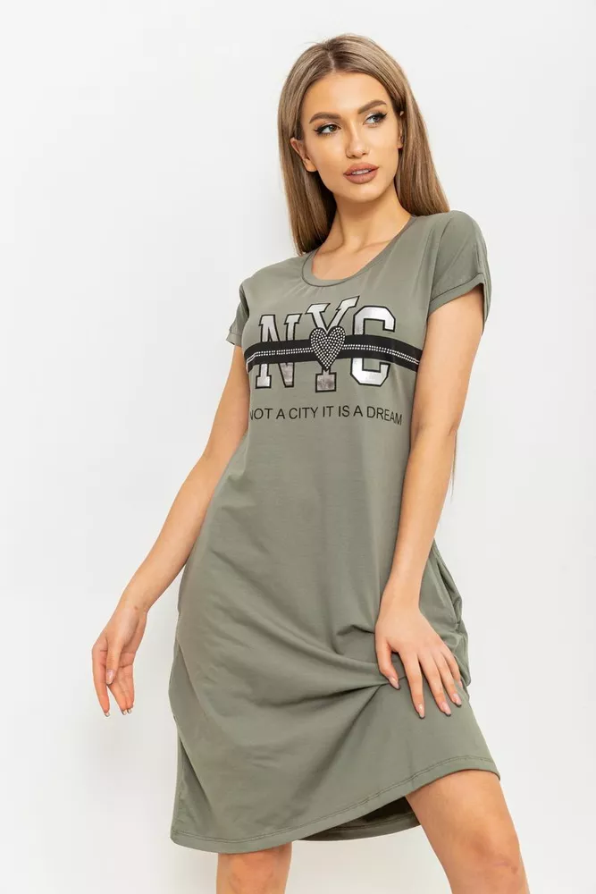 Купити Сукня жіноча повсякденна, колір оливковий, 219RT-356 - Фото №1
