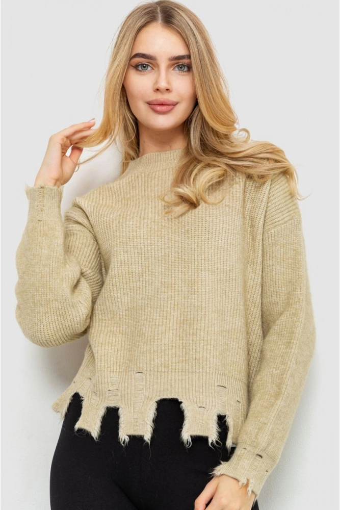 Купити Жіночий светр в'язаний, колір бежевий, 204R166 - Фото №1