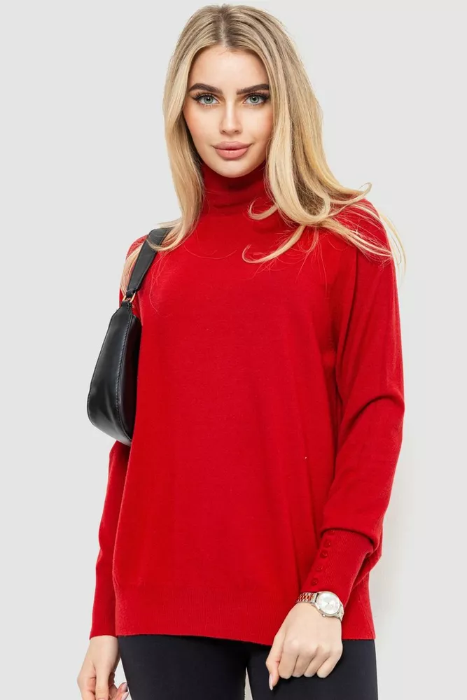 Купити Гольф жіночий однотонний базовий, колір червоний, 214R809 - Фото №1