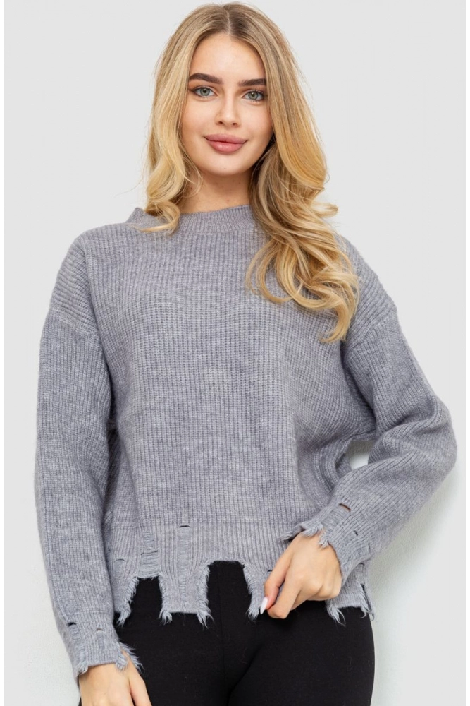 Купити Жіночий светр в'язаний, колір сірий, 204R166 оптом - Фото №1