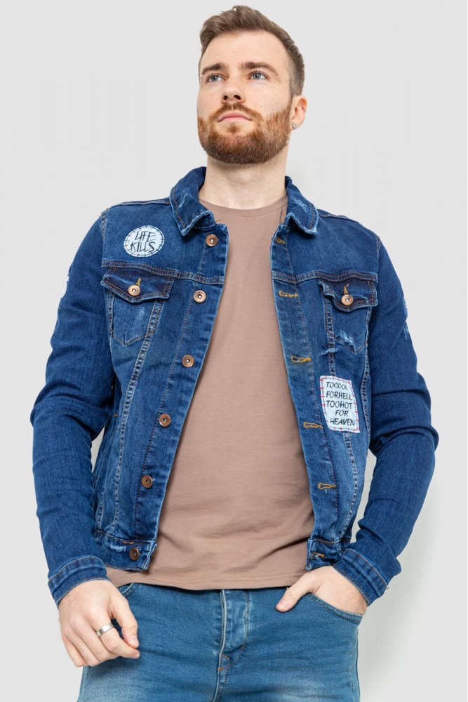 Купити Джинсова куртка чоловіча, колір синій, 157R0087 - Фото №1