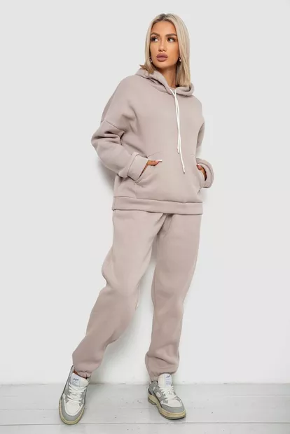 Спортивный костюм женский на флисе, цвет бежевый, 238R5726