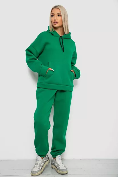 Спортивный костюм женский на флисе, цвет зеленый, 238R5726