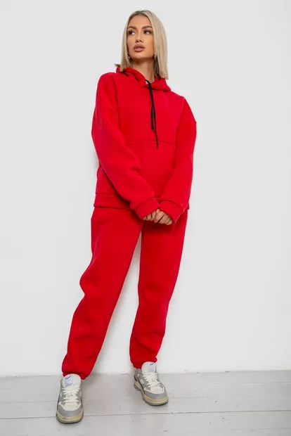 Спортивный костюм женский на флисе, цвет красный, 238R5726