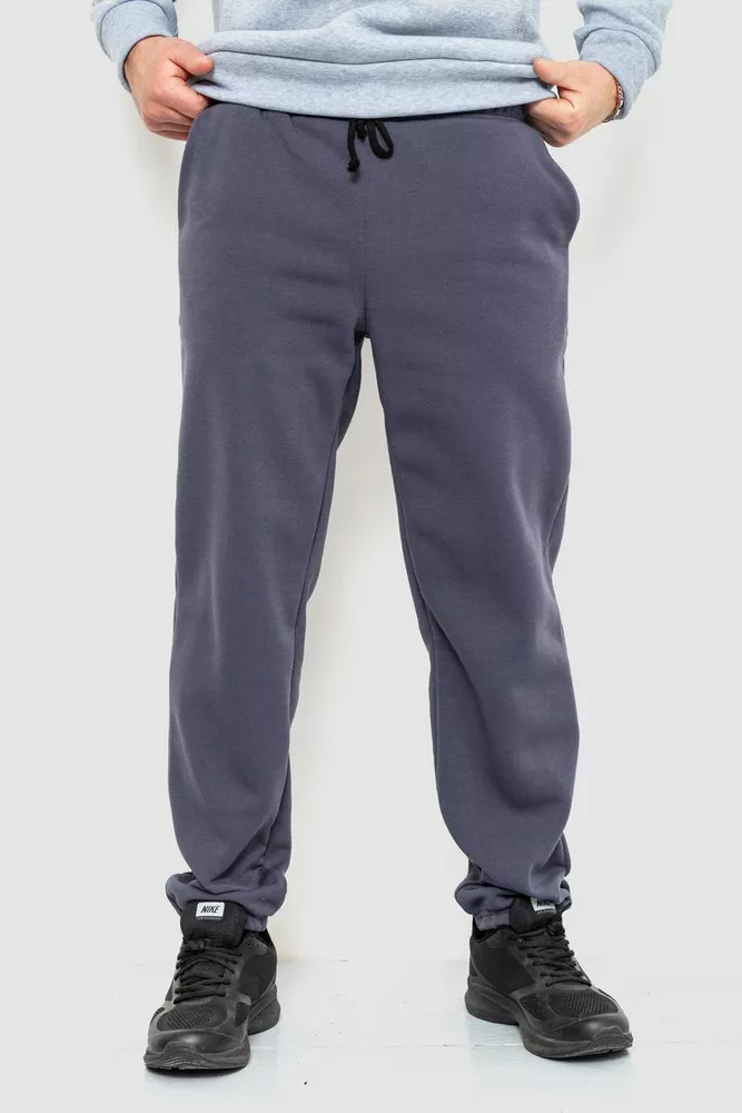 Купить Спорт штаны мужские на флисе, цвет темно-серый, 241R001 - Фото №1