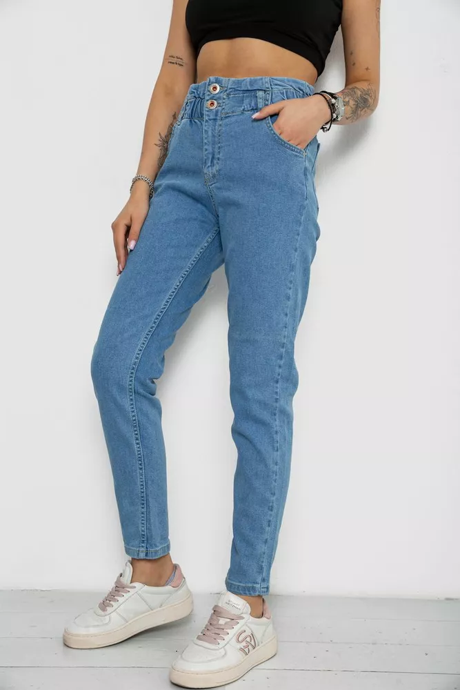 Купити Джинси жіночі Mom's, колір блакитний, 182R1478 - Фото №3
