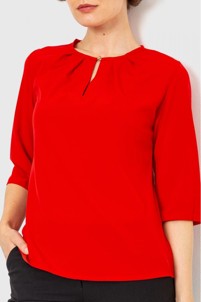 Купити Блуза однотонна, колір червоний, 230R1121-4 - Фото №1