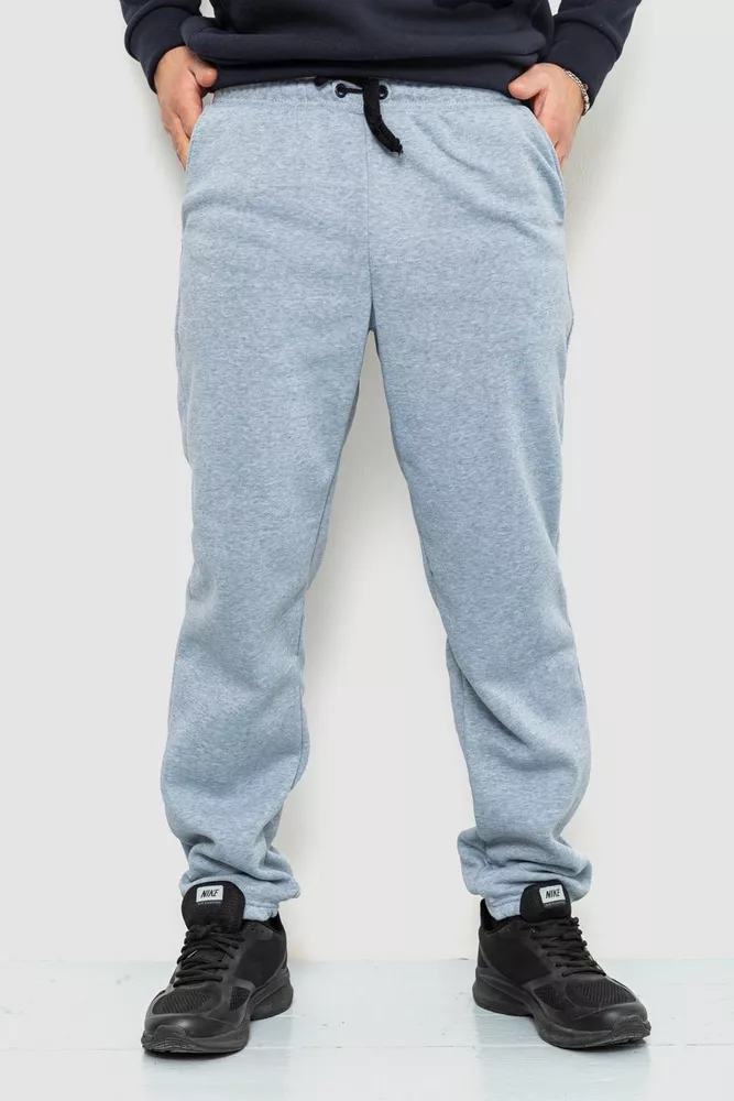 Купить Спорт штаны мужские на флисе, цвет светло-серый, 241R001 - Фото №1