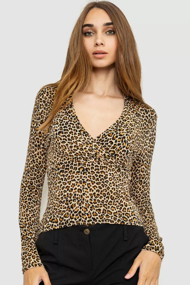 Купити Блуза, колір бежево-коричневий, 186R235 оптом - Фото №1