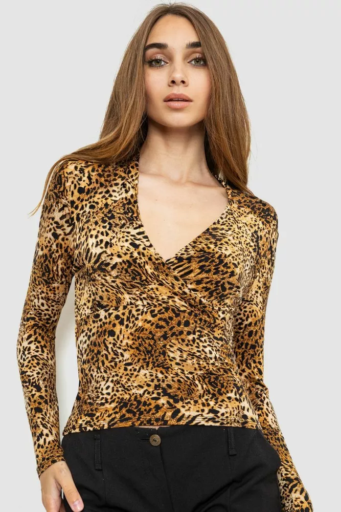 Купити Блуза, колір леопардовий, 186R235 - Фото №1