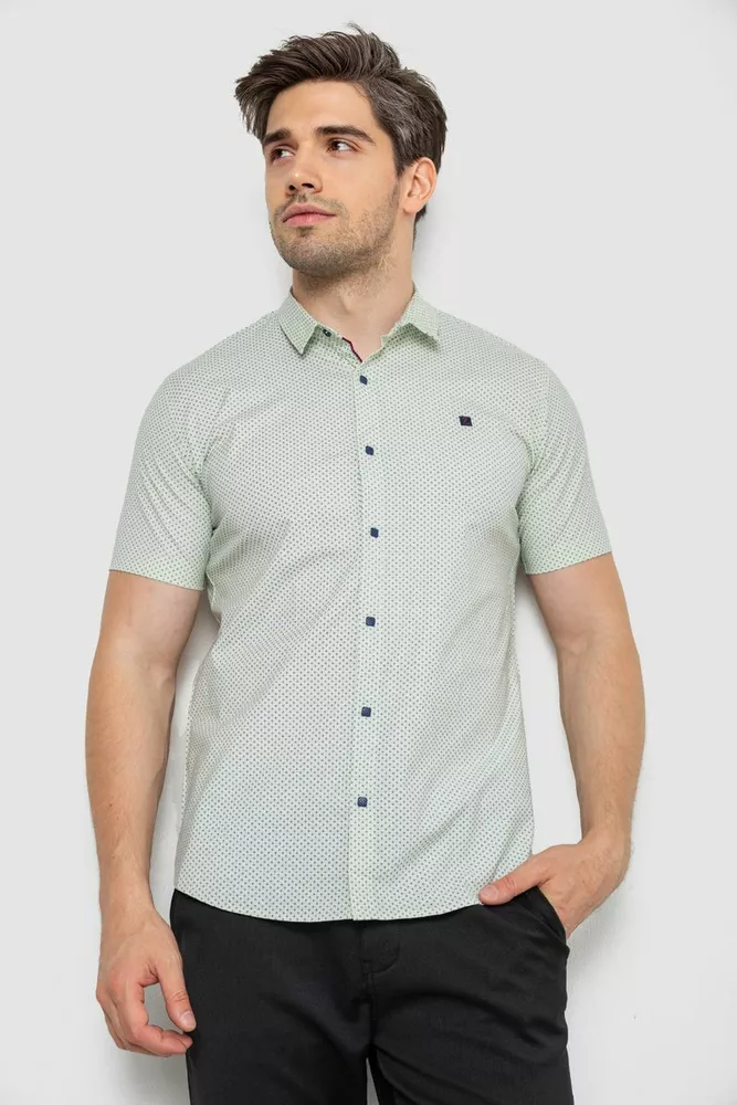 Купити Сорочка чоловіча однотонна, колір оливковий, 214R6917-13 - Фото №1