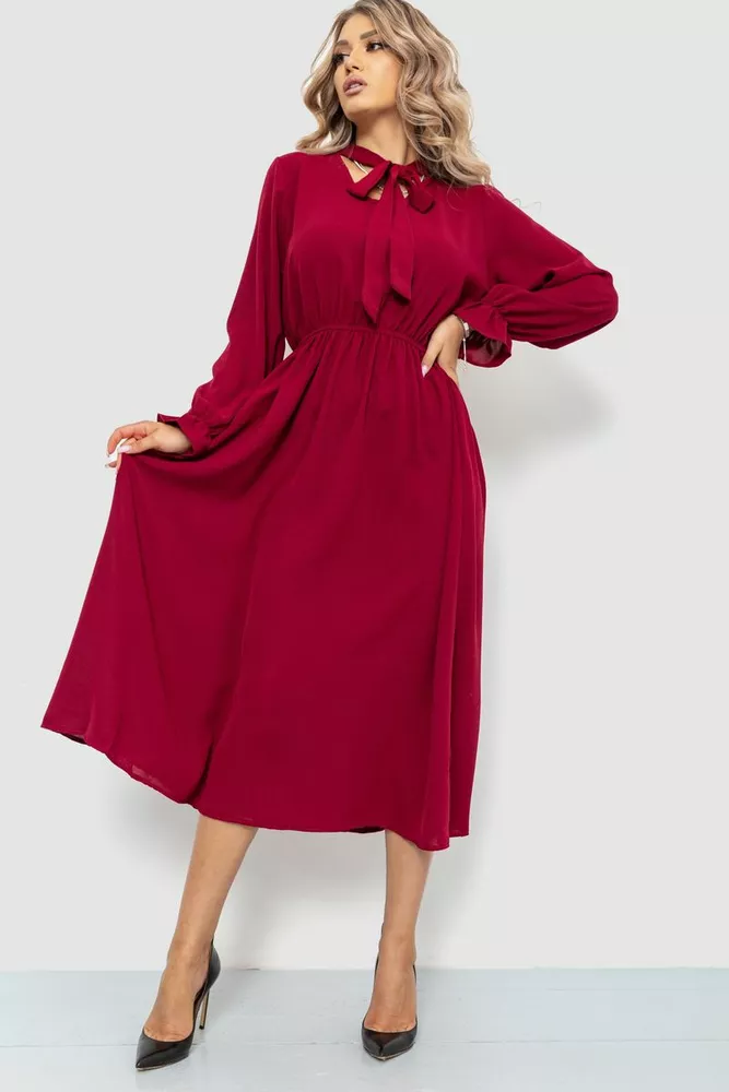 Купити Ошатне плаття, колір бордовий, 204R601 - Фото №1