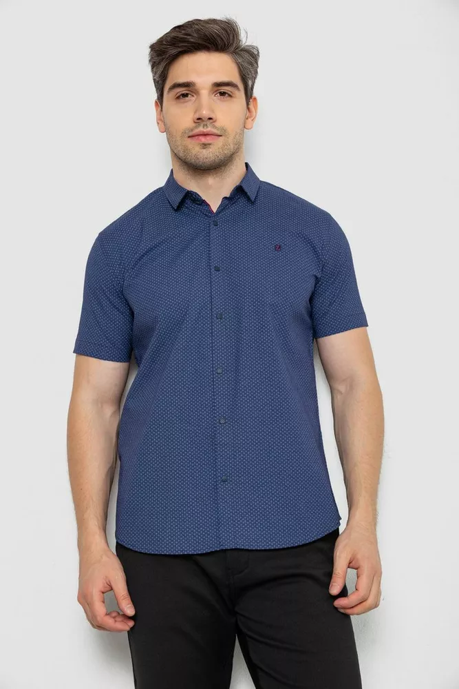 Купити Сорочка чоловіча однотонна, колір синій, 214R6917-13 - Фото №1