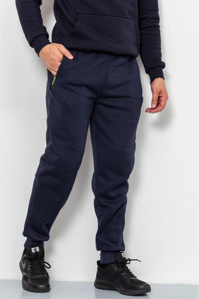 Купити Спортивні штани чоловічі на флісі, колір темно-синій, 184R8755 - Фото №1