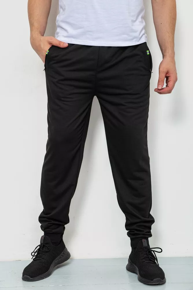 Купить Спорт штаны мужские двухнитка, цвет черный, 244R41298 - Фото №1