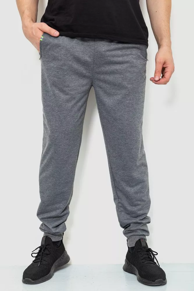 Купить Спорт штаны мужские двухнитка, цвет серый, 244R41298 - Фото №1