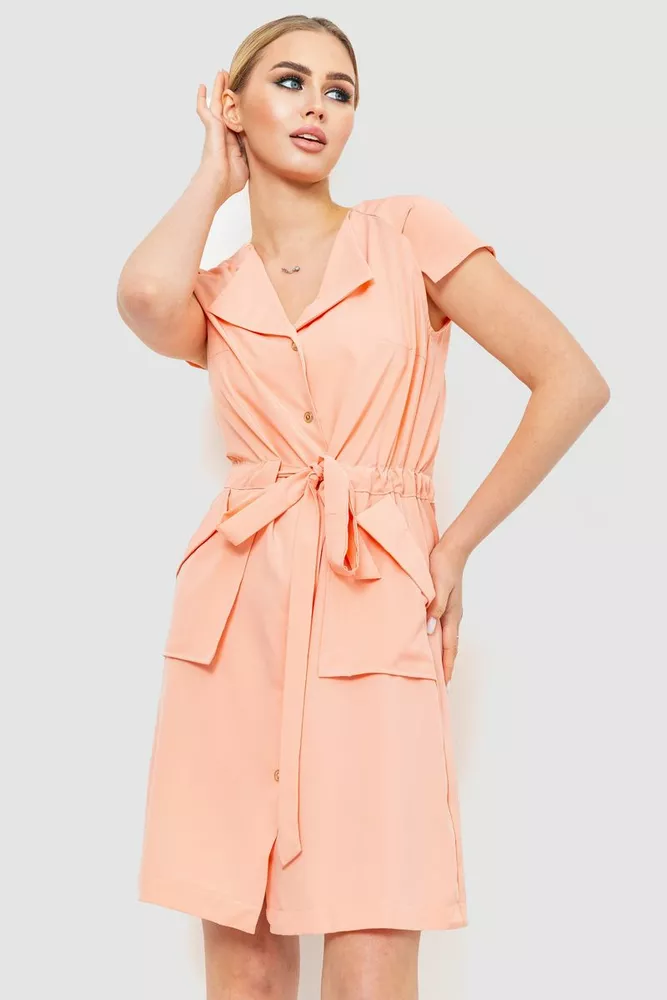Купить Платье софт, цвет персиковый, 230R028 - Фото №1