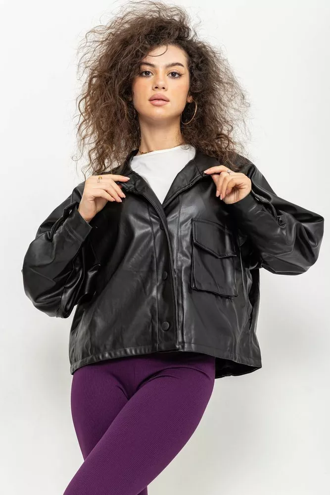 Купити Куртка жіноча демісезонна, колір чорний, 129R112 - Фото №1