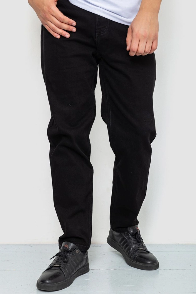 Купити Джинси чоловічі однотонні, колір чорний, 244R8570-1 - Фото №1