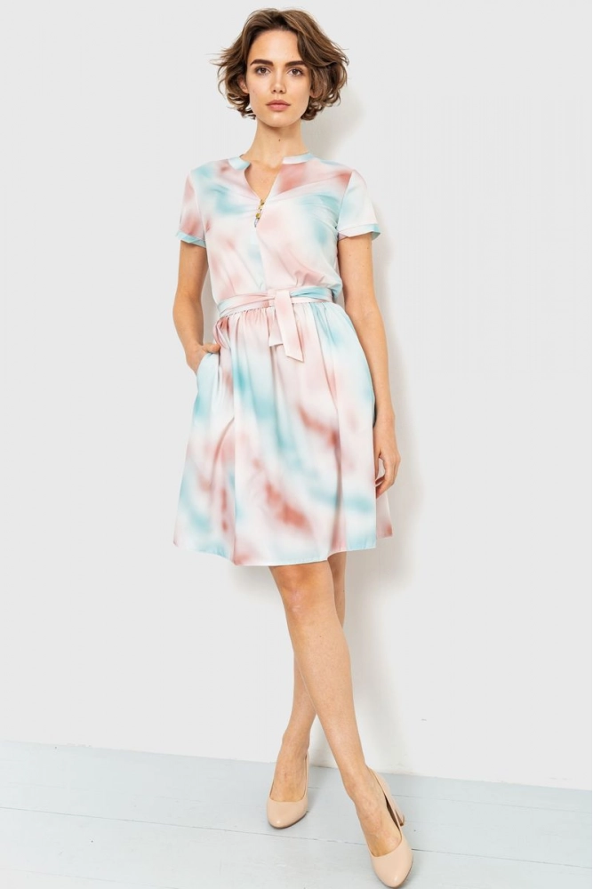 Купити Сукня з квітковим принтом, колір різнобарвний, 230R006-1 - Фото №1