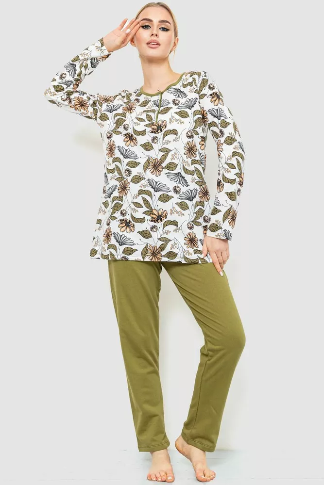 Купить Пижама женская утепленная  -уценка, цвет хаки, 219R004-U - Фото №1