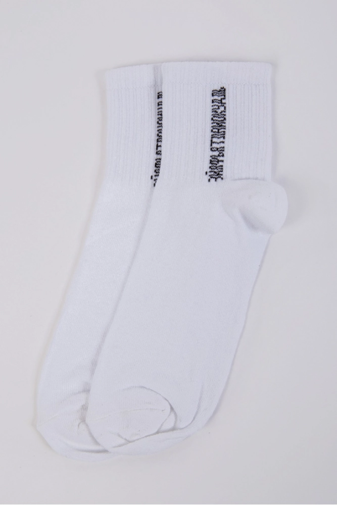 Купить Белые женские носки средней высоты с принтом 151R120 оптом - Фото №1