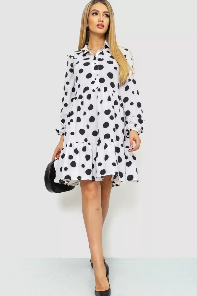 Купити Сукня у горох  -уцінка, колір біло-чорний, 214R788-1-U - Фото №1