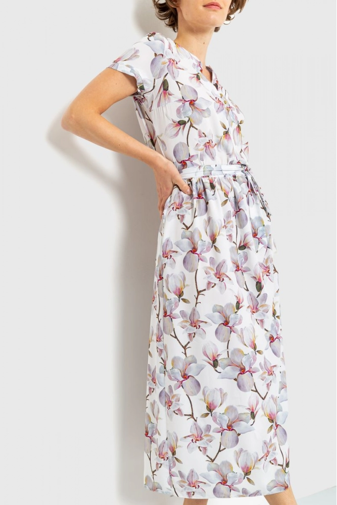 Купить Платье с цветочным принтом, цвет серый, 230R006-1 - Фото №1
