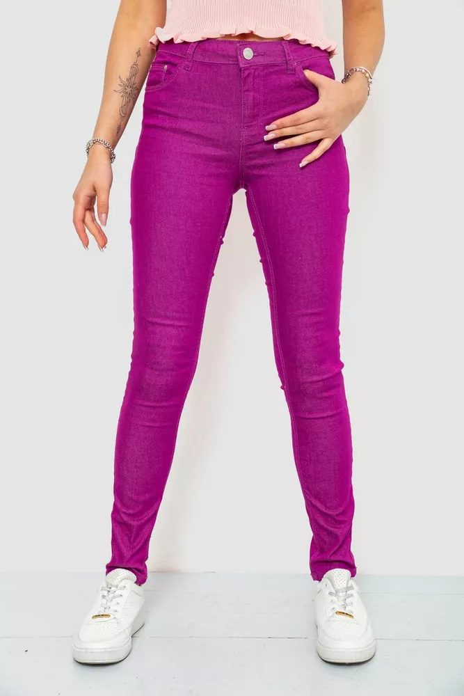 Купити Штани жіночі однотонні, колір фіолетовий, 244R089 - Фото №1