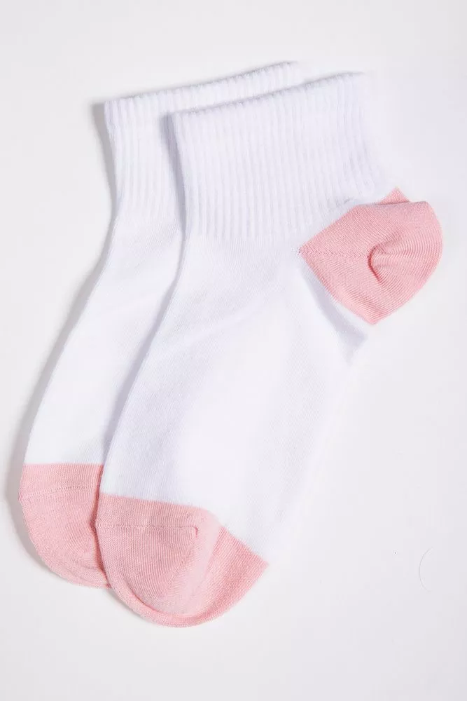 Купити Бавовняні жіночі шкарпетки, біло-персикового кольору, 151R2846-2 - Фото №1
