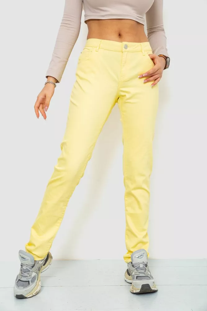 Купити Штани жіночі однотонні, колір жовтий, 244R089 - Фото №1