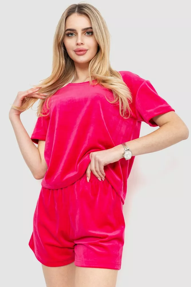 Купити Домашній костюм велюровий, колір рожевий, 102R272-3 - Фото №1