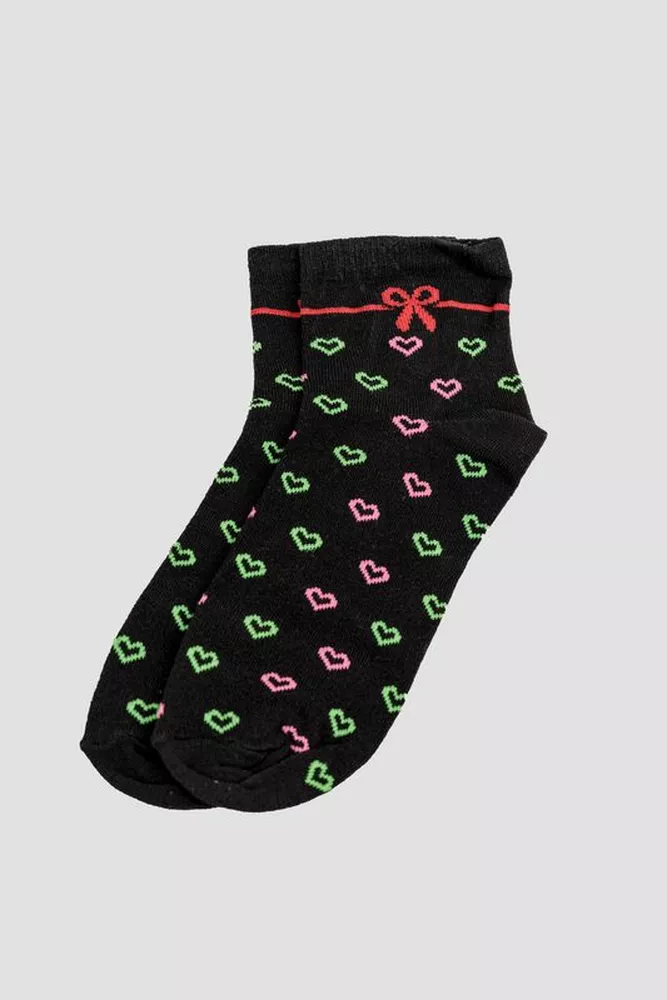 Купити Шкарпетки жіночі, колір чорно-рожевий, 167R777 оптом - Фото №1