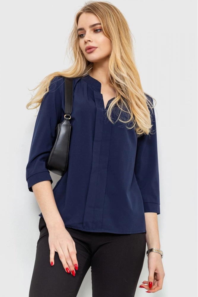 Купити Блуза класична, колір темно-синій, 230R152 оптом - Фото №1