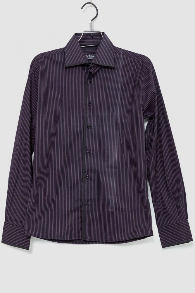 Купить Рубашка мужская в полоску классическая  -уценка, цвет черно-сиреневый, 201R107-U - Фото №1