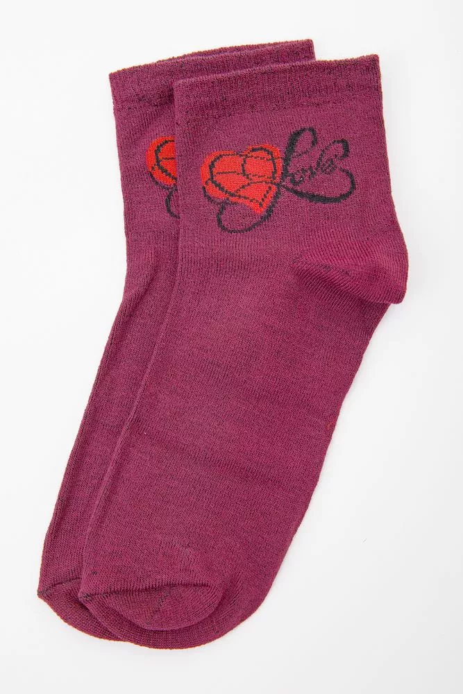 Купити Жіночі шкарпетки середньої довжини, бордового кольору, 167R777 оптом - Фото №1