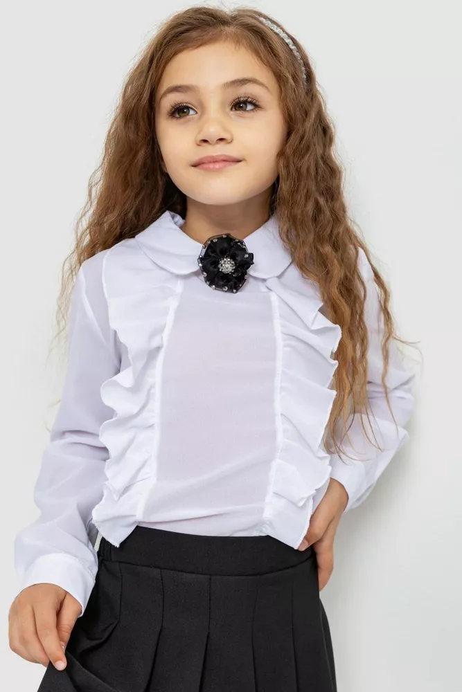 Купити Блуза для дівчаток ошатна, колір білий, 172R103 - Фото №1