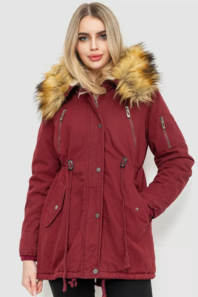 Купити Парка жіноча зимова, колір бордовий, 244R6911 оптом - Фото №1