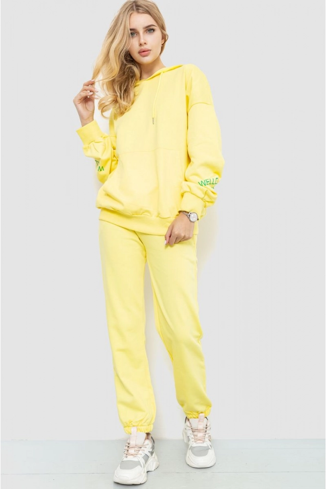 Купить Спорт костюм женский свободного кроя, цвет желтый, 186R6836 - Фото №1